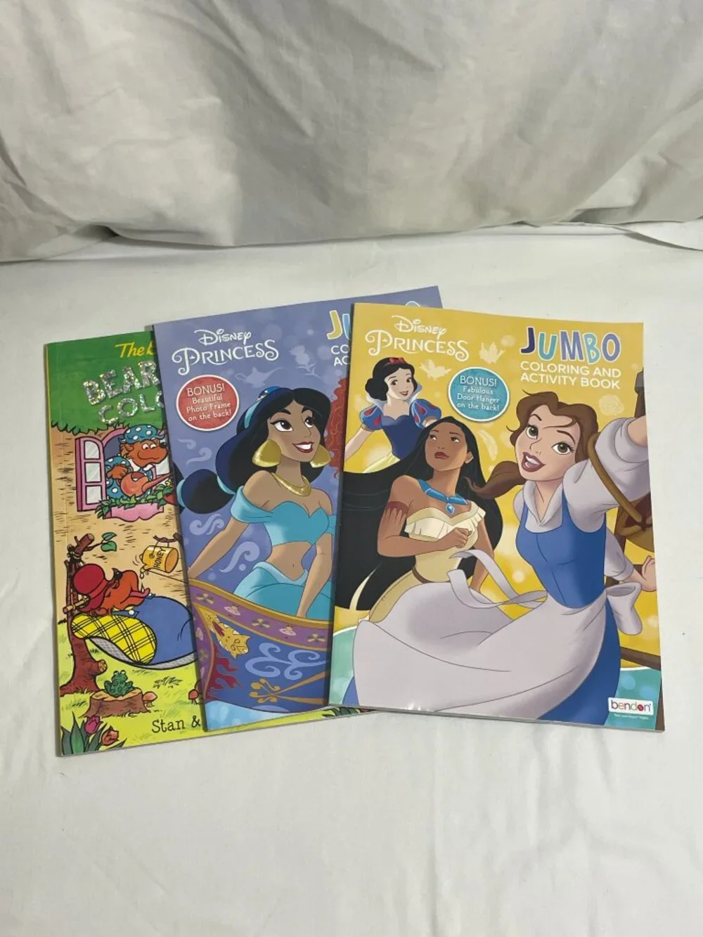 Lot of 3 Kids Coloring Books Disney Princess Jumbo & Berenstain Bears Unused
